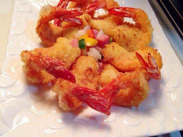 橄榄油美食——面包糠炸虾